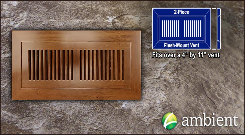 Carbonized Strand Bamboo 4x11 Flush Mount Vent Grill Cover | Vents ...